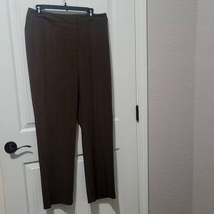 Dark brown Rafaella pants with pink stripe